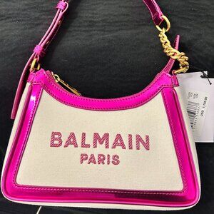 Balmain B-Army Shoulder canvas and leather bag NWT